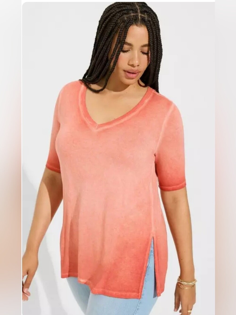 Tortid V-Neck Split Hem Tunic Top